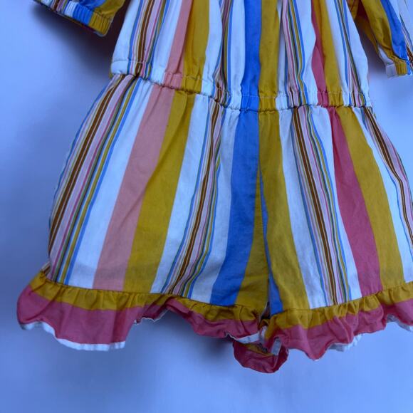 Janie and Jack, Striped Ruffle Romper, Multicolor Cotton, Summer Playwear - Picture 10 of 11